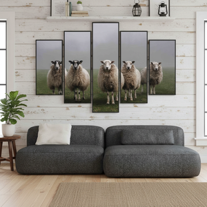 Printed Canvas: Elegant Sheep Photo Art in Farmhouse <b>Black</b> <b>Frame</b>,SET OF 5 MIX CANVAS - Product Image 3