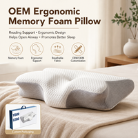 Oreiller ergonomique en mousse à mémoire de forme OEM, soutien de lecture, design ergonomique, aide à ouvrir les voies respiratoires, réduit la fréquence du ronflement et favorise le sommeil
