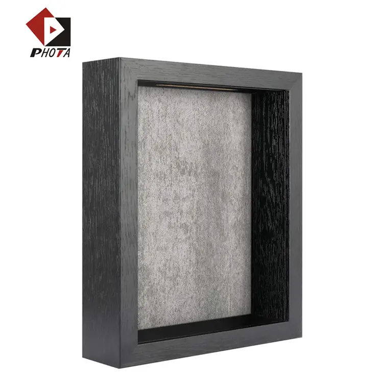 FOTA-marco para pared y mesa, caja de sombra de vidrio resistente a roturas, MDF negro