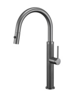 Robinet de cuisine monotrou en cuivre avec cartouche céramique, anti-éclaboussures, eau chaude/froide, extractible et orientable, pour montage sur évier