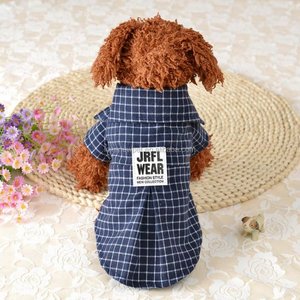 Gaya baru baju <span class=keywords><strong>Tartan</strong></span> anjing anak anjing pakaian kotak-kotak pria pakaian katun pakaian kucing hewan peliharaan - Product Image 4