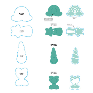 ชุดตัวตัดคุกกี้แฟนตาซี 9 ชิ้น พร้อมด้ามจับเปลี่ยนได้ - รูปทรงนางเงือก ยูนิคอร์น และสายรุ้ง สำหรับทำขนม - Product Image 4