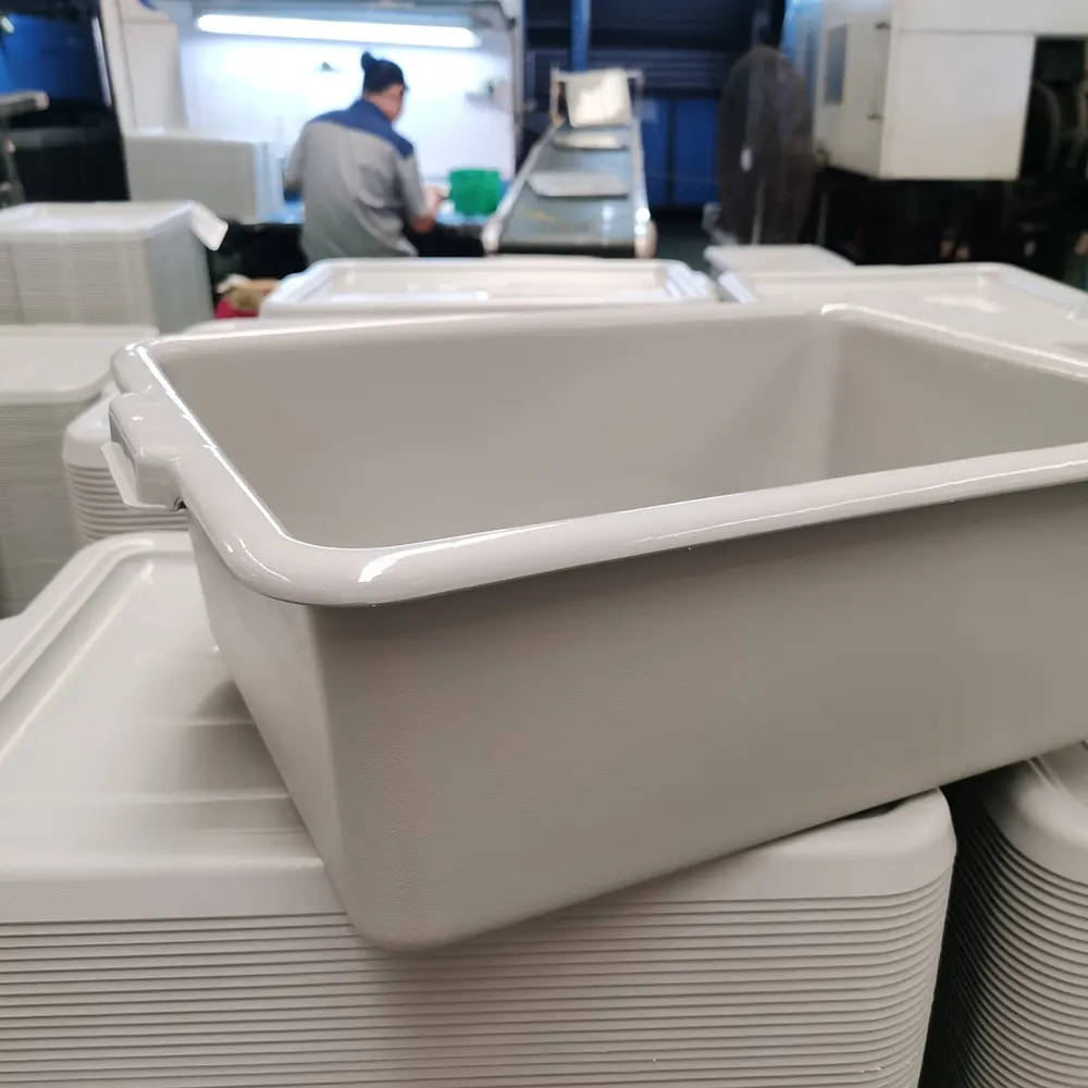 Stoviglie di plastica posate contenitore di stoccaggio vasca utilità Tote Bin Bus Box per carrello da ristorante