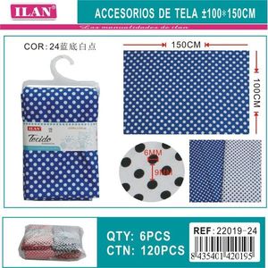 Tessuto a pois Ilan 100x150cm blu e bianco per artigianato e cucito - Product Image 1