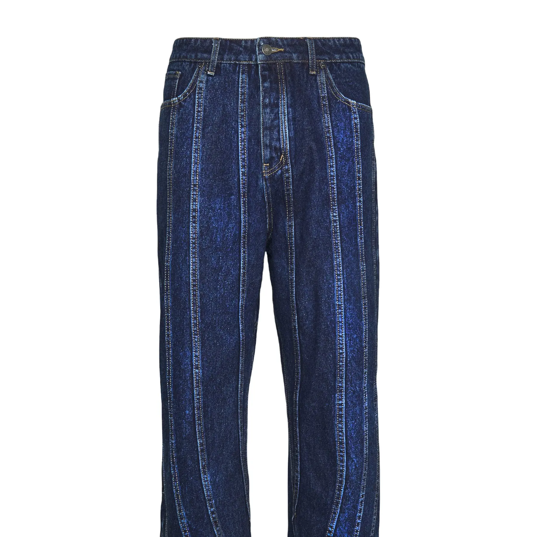 Benutzer definierte Männer Street Style Naht Relaxed Fit Plus Size Baggy Jeans Hosen Denim Flared Selvedge Jeans