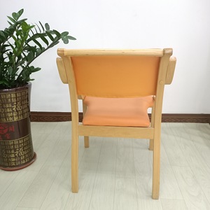 Silla Tapizada de Madera Maciza con Asiento y Respaldo de Cuero para Personas Mayores, para Sala de Estar o Comedor - Product Image 4