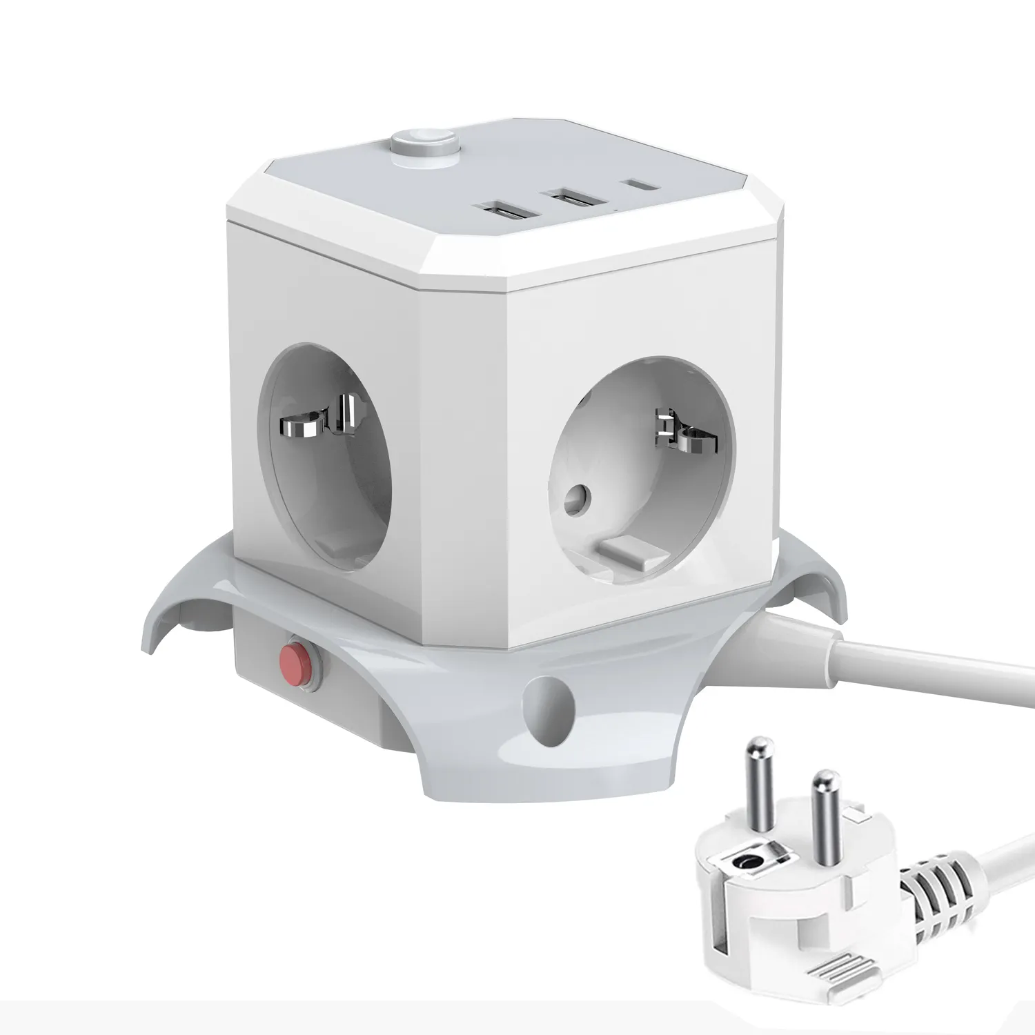 Great quality cube power socket extension 1 to 4 cord with 3 USB C charging port, switch socket with wire 1.8 Meter