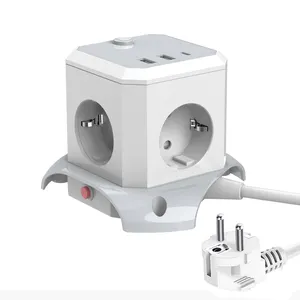 Rallonge de prise de courant cubique de grande qualité 1 à 4 cordons avec 3 ports de charge USB C, prise d'interrupteur avec fil 1.8 mètres