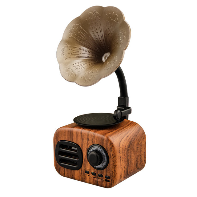 2022 New Arrival Retro bluetooth Speaker Newest Vintage Classical Small Mini Wireless Large Volume Gramophone Portable Speaker