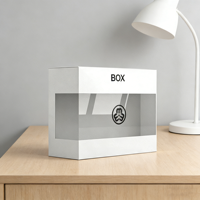 Boîte de présentation portable en carton blanc avec fenêtre transparente et doublure en PVC pour la visibilité des produits, impression de logo personnalisée disponible, gaufrage possible