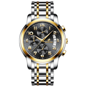 Meilleure <span class=keywords><strong>montre</strong></span> chronographe vintage de haute qualité pour hommes montres étanches en acier inoxydable à chaîne avec logo personnalisé doré pour hommes - Product Image 2