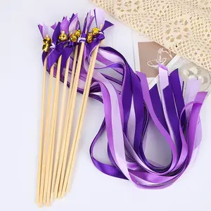 Luxury Fairy Sticks Wedding Ribbon Wands With Bells Birthday Holiday Celebration Decoration Party Supplies