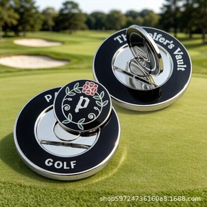 Marqueur de balle de golf en alliage de zinc, aimant, pièce de monnaie, émail double face, 40 mm - Product Image 2