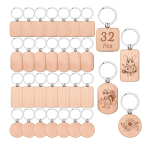 DIY Custom Design Blank Wooden Key Chain Wood Keychain Sublimation Wooden Key Chains Blanks for Laser Engraving