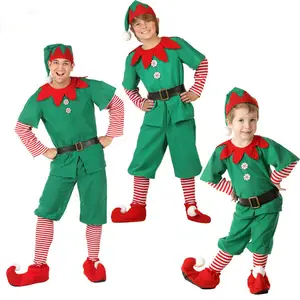 कारखाने गर्म बिक्री क्रिसमस बच्चों हरी एल्व्स पोशाक बच्चों के लिए हरे रंग की पोशाक टोपी मोजे बच्चों के लिए टोपी मोजे