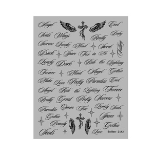 Pegatinas de Uñas con <span class=keywords><strong>Letras</strong></span> en Blanco y Negro, Calcomanías Elegantes Estilo Tatuaje, Finas y Duraderas, Suministros para Arte de Uñas DIY, Venta al Por Mayor, Personalizadas - Product Image 5
