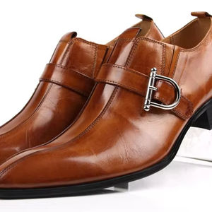 Chaussures d'affaires pour hommes à bout carré en cuir véritable, style le plus vendu, haut de gamme, design léger, antidérapantes - Product Image 1