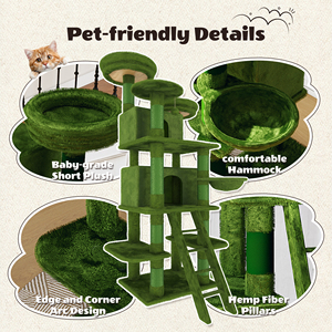 Árbol para Gatos Grande de 70.87 Pulgadas con 2 Condominios, 3 Perchas, Hamaca, Postes de Sisal Afelpados para Rascar, Muebles para Gatos de Interior - Product Image 5