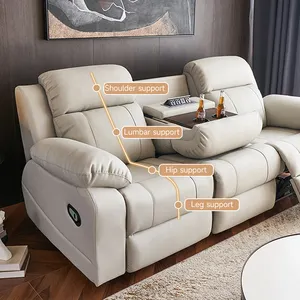 Canapé inclinable électrique moderne en cuir Canapé de cinéma maison inclinable avec porte-gobelet