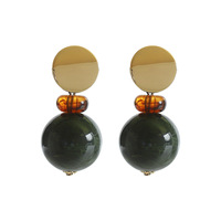 Boucles d'oreilles pendantes vintage colorées en résine pour femmes, géométriques, perlées, style statement, bijoux de mode, vente en gros