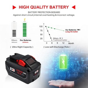 แบตเตอรี่ลิเธียมไอออน 18V 12.0Ah กำลังสูง สำหรับเปลี่ยนแบตเตอรี่สว่านไร้สาย ใช้กับเครื่องมือไฟฟ้า Milwaukee รุ่น M18S MWB - Product Image 1