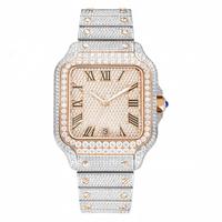 Montre Moissanite automatique mécanique, plaquée or, acier inoxydable carré, style Hip Hop Iced Out VVS, cadeau de luxe pour homme, vente en gros