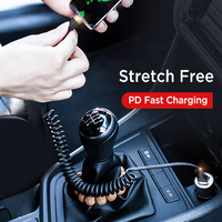 Câble de données USB C vers USB C enroulé à angle droit de 0,82 m à 1,5 m, 90° °   Câble rétractable pour voiture, câble de charge rapide Type C pour iPhone 17 16