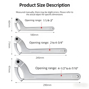 10-piece wrench set - adjustable round head side face round nut removal <b>hook</b> wrench - Product Image 2