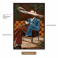 Peinture à l'huile sur toile 100% peinte à la main, style cowboy rétro haut de gamme, épaisseur impasto, pour décoration de salon et chambre à coucher