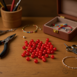 Ilan Abalorios Perline rotonde rosse da 8 mm 15 g per la creazione di gioielli - Product Image 3