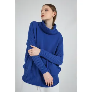 कस्टम लंबी आस्तीन बंद गले स्वेटर उच्च गर्दन महिलाओं की लड़की बुना हुआ स्वेटर