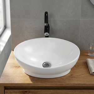 Lavabo de table moderne en céramique rouge avec drain, écologique, meilleur prix, design élégant, de l'usine fournisseur de Foshan - Product Image 2