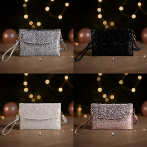 Sac à main à paillettes et perles, sac bandoulière 17x26,5 cm, pochette de soirée, sac à main pour femme - Product Image 3