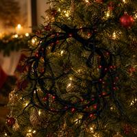Guirlande d'Halloween noire avec branches LED rouges en plastique pour porte, mur, fenêtre, arbre, décoration hantée, taille personnalisée, fournisseur en gros