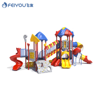 Ensemble de jeux d'extérieur en plastique attrayant pour l'école maternelle, jeux de parc, équipement de terrain de jeux, toboggan à double étage