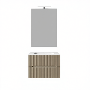 Mueble de Baño Colgante de Pared Stick Line de 60 cm, Color Gris Paloma Mate con Espejo Integrado - Product Image 3