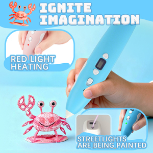 Stylo d'impression 3D avec écran LCD, éducatif, pour dessin DIY, fait main, bleu, semi-automatique, largeur d'écriture 1,0 mm, pour enfants, Noël, anniversaire - Product Image 5