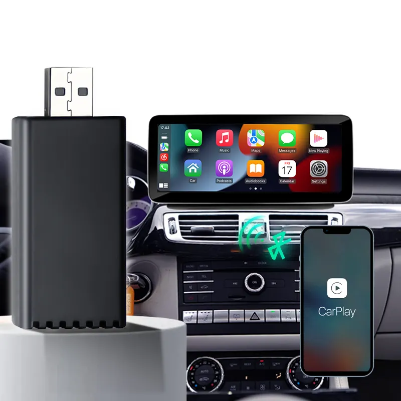 CarPlay Box Adaptador para carros com fio e sem fio, suporte para plug e reproduzir, controle de voz Siri, carro original SWC