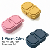 Boîte à bento en silicone sans BPA pour adultes et adolescents, écologique, compatible micro-ondes, anti-fuite, 2 compartiments, récipient de stockage alimentaire pour