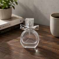 Flacon de parfum vide haut de gamme en verre avec bouchon nœud, personnalisable, avec boîte cadeau doublée de velours