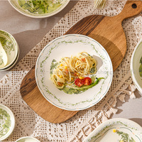 Services de table en porcelaine sous glaçure à motif fruitier, jetables, modernes, pour le camping, comprenant fourchette/couteau/cuillère/baguettes et assiette à soupe