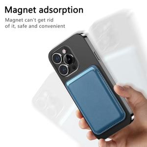 Magnetic Mobile Phone Credit Id Card <b>Holder</b> Printed Logo Magnet Pu Leather Phone <b>Holder</b> Card Wallet for Cell <b>iPhone</b> - Product Image 2