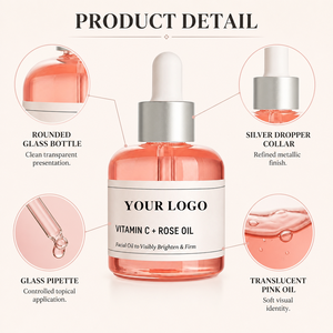 Sérum Visage Vitamine C Marque Privée HKH à l'Huile de Rose Éclaircissant Soin de la Peau Formule Personnalisée OEM ODM Emballage Flacon Compte-gouttes - Product Image 2