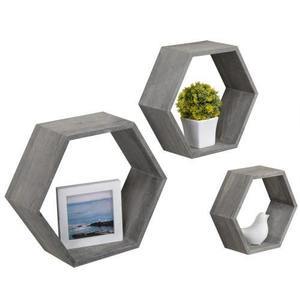 JUNJI Juego de 6 Estantes de Panal Blanco Estante de Almacenamiento de Madera Geométrico, Estante de Pared <span class=keywords><strong>Hexagonal</strong></span> Flotante, Muebles de Cocina - Product Image 5