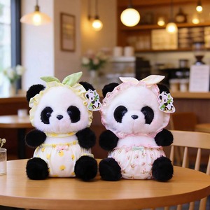 High Performance <b>Cute</b> Panda Plush <b>Doll</b> Realistic Flower Giant Panda Stuffed Toy Chengdu Travel Souvenir Decor Ornament - Product Image 1