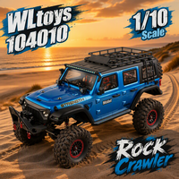 WLtoys 104010 Voiture RC tout-terrain 4x4 à l'échelle 1/10 avec moteur 550, batterie 7.4V 3000mAh, lumières LED, 2.4GHz, pour enfants, cadeau idéal