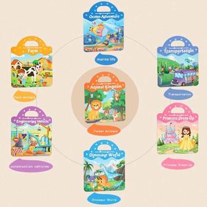 Livre d'autocollants en gelée sur les thèmes des animaux, du trafic, des princesses, des dinosaures et de la ferme, 7 styles, pour les tout-petits de plus de 3 ans - Product Image 2