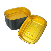 Barquette en aluminium noir doré de 1500 ml, robuste, jetable, résistante aux hautes températures, pour barbecue et cuisson de steaks