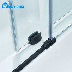 Puerta de <span class=keywords><strong>Bañera</strong></span> Corredera de <span class=keywords><strong>Vidrio</strong></span> <span class=keywords><strong>Templado</strong></span> Sin Marco de Acero Inoxidable de Alta Calidad Weisdon, Color Negro Mate - Product Image 6