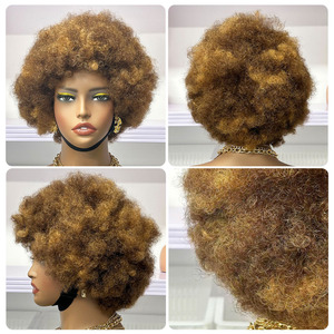 Peluca de Cabello Humano Afro Corto y Rizado, Sin Pegamento, 300% de Densidad, Hecha a Máquina, Sin Encaje, Estilo Fluffy, Lista para Usar, para Mujeres Americanas, Cabello Virgen en Stock - Product Image 3
